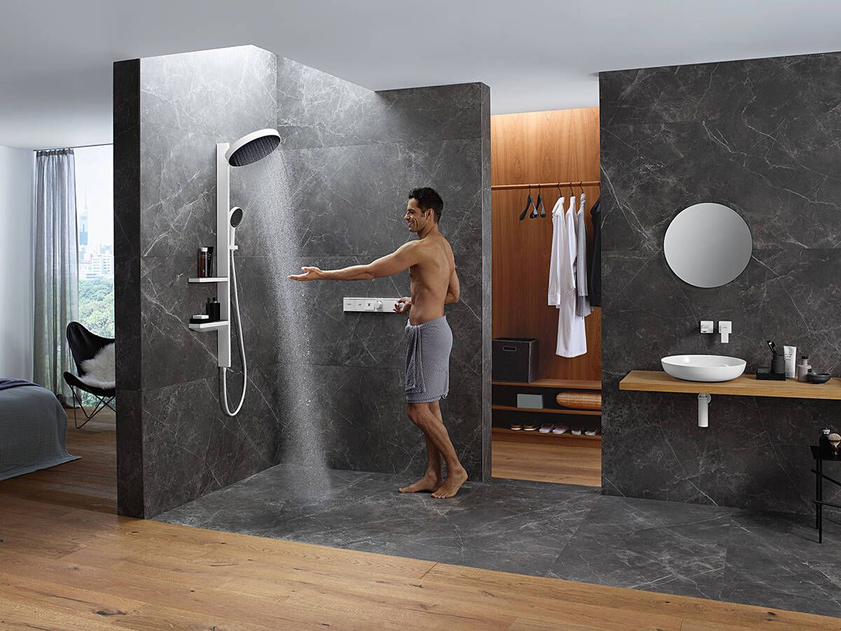 rainfinity showerpipe powderrain luxury bathroom